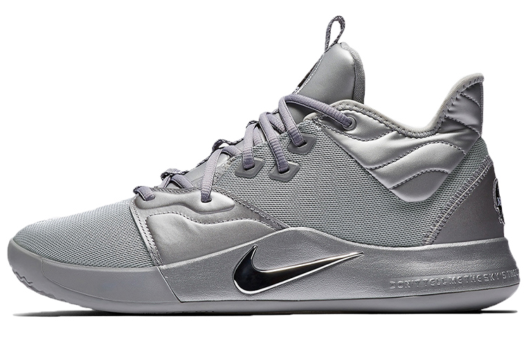 Nike PG 3 NASA 50th Anniversary Paul George 50th Anniversary of the Moon Landing Round Toe Shock Absorbing Anti-Slip Wear-Resistant Low-top Practical Basketball Shoes Men's Silver