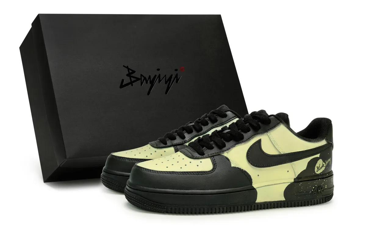 Nike Air Force 1 Low top Skateboard Shoes Unisex Black Yellow Purple