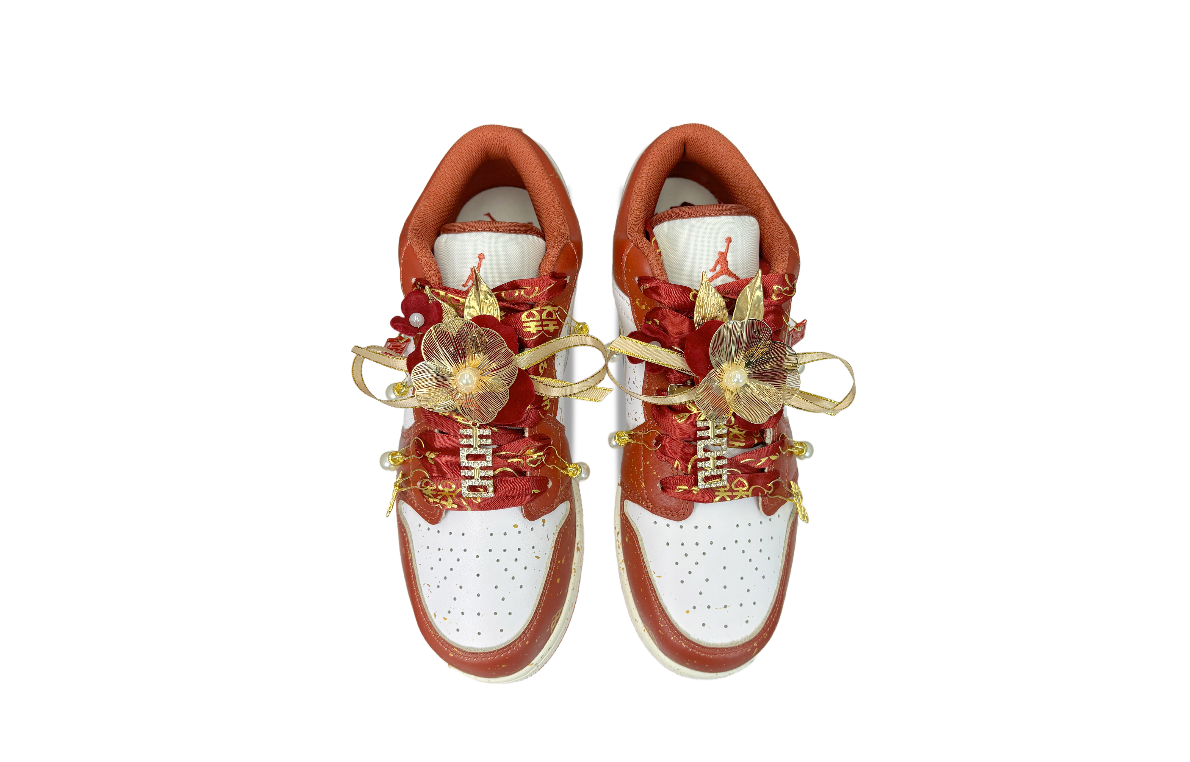Jordan Air Jordan 1 YDCC Liangchen Cushioning, Wear Resistant Low top Vintage Basketball Shoes Unisex Red