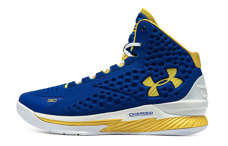 Under Armour Curry 1 Curry 1 'Dub Nation' 2021 Replica Shock Absorbing Anti-Slip Wear-Resistant Breathable High Top Practical Basketball Shoes Men's Blue Yellow