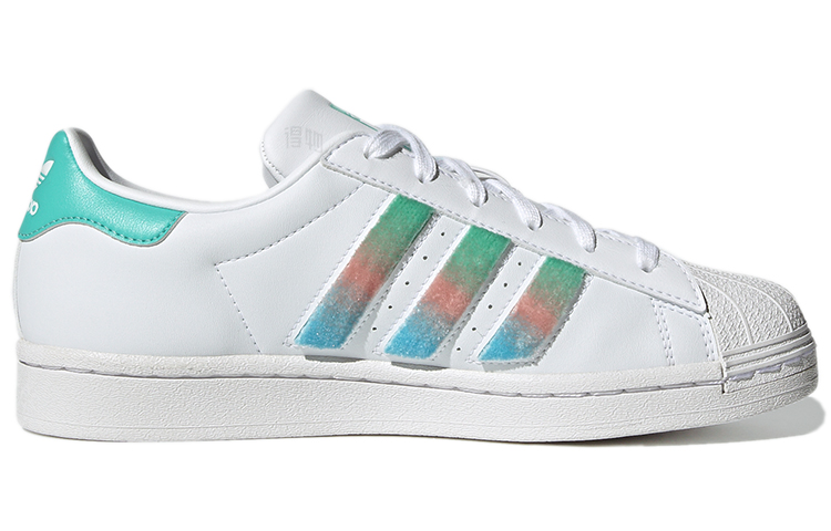 Женские кроссовки adidas originals SUPERSTAR (белый / зеленый / синий) — Белый / зелёный / синий — фото 2