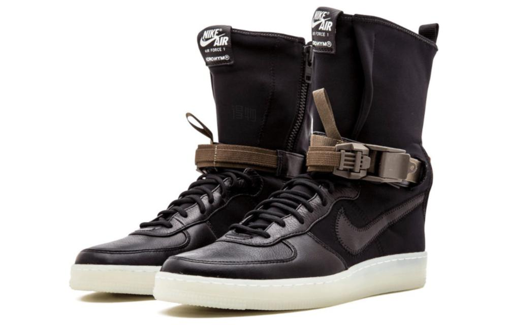 Мужские кроссовки Nike Air Force 1 (черно-красные) — 黑/黑/亮红 — фото 3