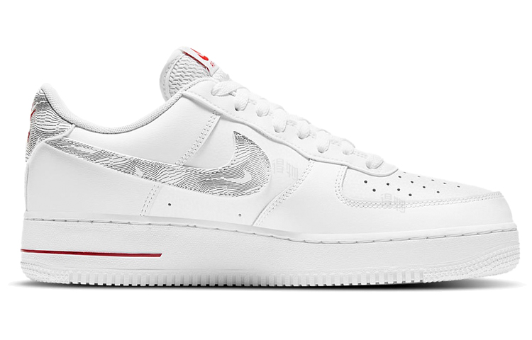 Мужские кроссовки Nike Air Force 1 "Topography Pack" (белый / красный / черный) — Белый / красный / чёрный — фото 2