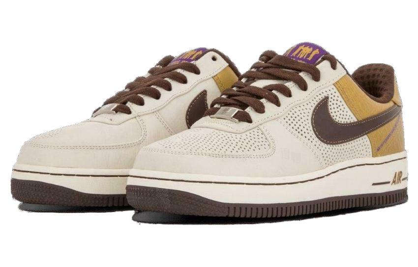 Мужские кроссовки Nike Air Force 1 Michael Coope (бело-золотые) — 帆色/巴洛克棕色/金属黄金 — фото 3
