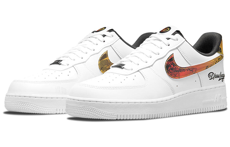 Кроссовки Nike Air Force 1 "Drew League" LOGO (белый / оранжевый) — фото 3