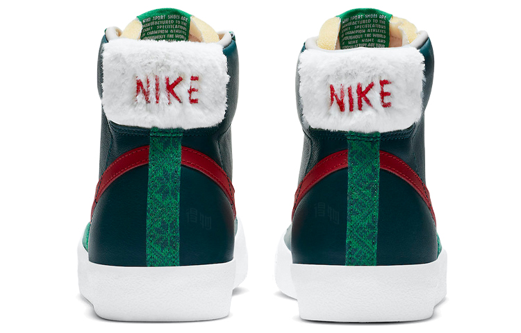 Мужские кеды Nike Blazer 77 Christmas (бело-зелено-красные) — Белый / зелёный / красный — фото 5