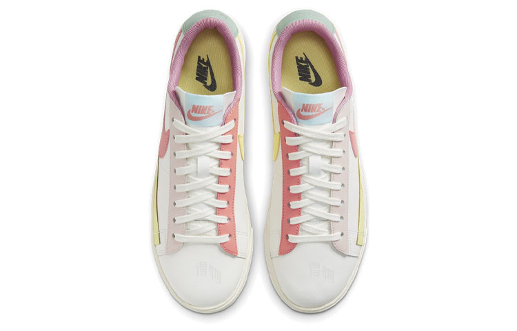 Женские кеды Nike Blazer LE (бело-розово-желтые) — 帆白/椰奶色/狂喜深红 — фото 4