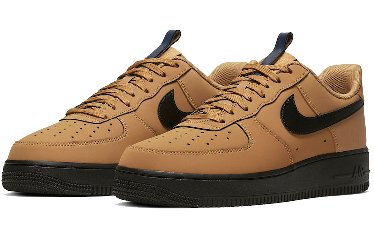 Кеды Nike Air Force 1 Wheat Black (пшенично-черные) — 黑色/咖啡色 — фото 3