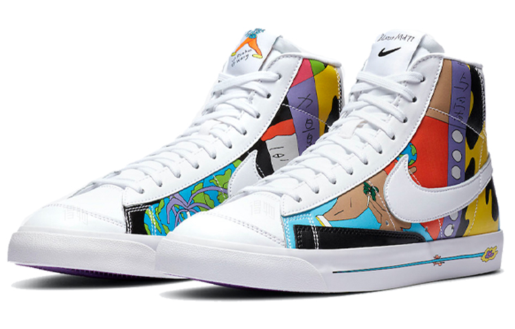 Кеды Nike × Ruohan Wang Blazer 77 Flyleather QS (бело-разноцветные) — 白彩 — фото 3