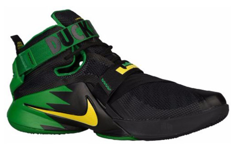 Мужские кроссовки Nike zoom soldier 9 Oregon (черно-зеленые) — 黑/黄/苹果绿 — фото 2