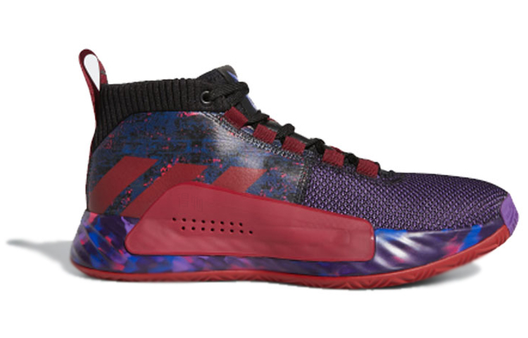 Мужские кроссовки adidas D Lillard 5 (фиолетово-красный) — Фиолетовый / красный — фото 2