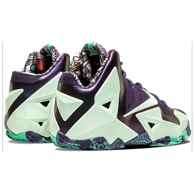Мужские кроссовки Nike Lebron 11 (фиолетово-зеленые) — фото 3