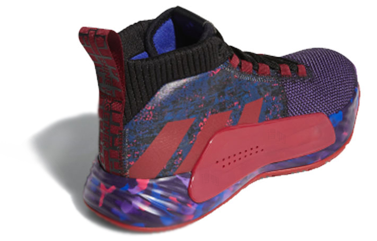Мужские кроссовки adidas D Lillard 5 (фиолетово-красный) — Фиолетовый / красный — фото 4