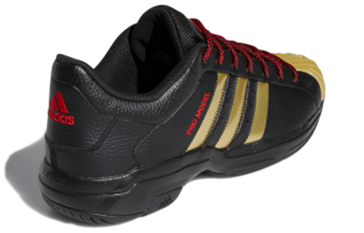Мужские кроссовки adidas PRO Model 2G Low (черный / золотой / красный) — Чёрный / золотой / красный — фото 4