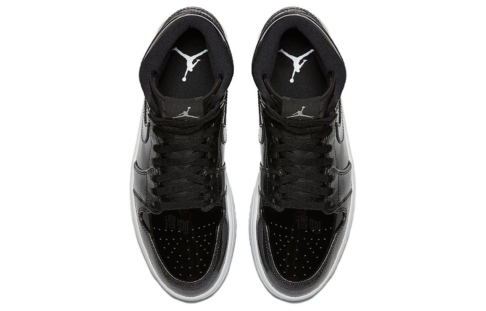 Кроссовки Jordan Air Jordan 1 Retro "Black Patent" (черные) — Чёрный / чёрный / тёмно-серый / белый — фото 3
