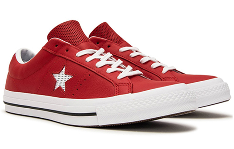 Кеды Converse One Star Perforated Leather (красно-белые) — фото 2
