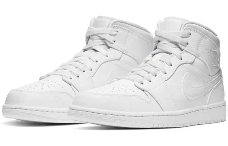 Мужские кроссовки Jordan Air Jordan 1 Mid White (белые) — Белый — фото 3
