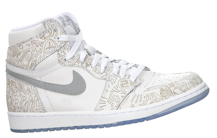 Мужские кроссовки Jordan Air Jordan 1 Retro 30th Anniversary Laser (белые) — 白/金属银 — фото 2