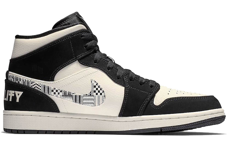 Мужские кроссовки Jordan Air Jordan 1 Mid BHM Equality (черно-белые) — Чёрный / белый — фото 2