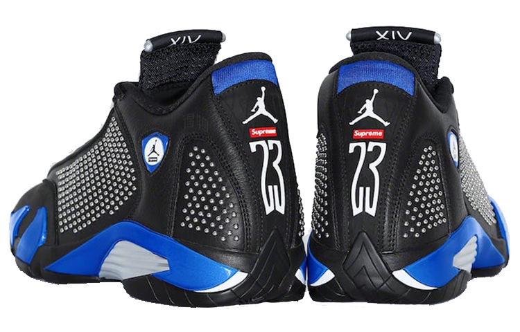 Мужские кроссовки Supreme x Jordan Air Jordan 14 (черно-сине-белые) — Чёрный / синий / белый — фото 4