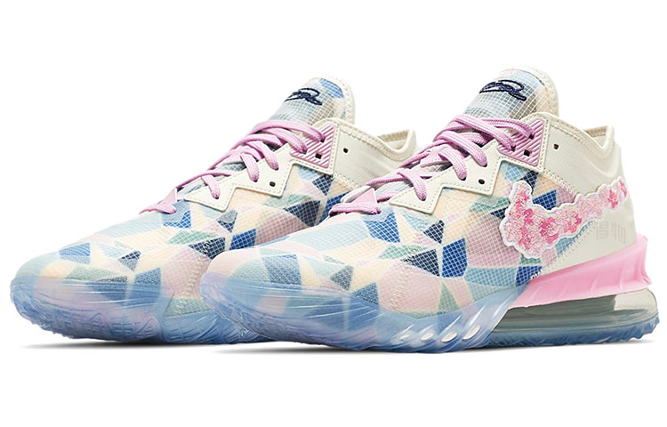 Кроссовки Nike Lebron 18 TPU (сине-бело-розовые) — Синий / белый / розовый — фото 3