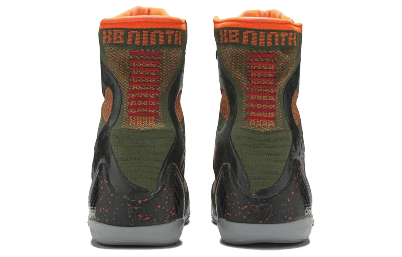Мужские кроссовки Nike Kobe 9 (черно-оранжевые) — 红杉/糙绿/深红色/反光银 — фото 4