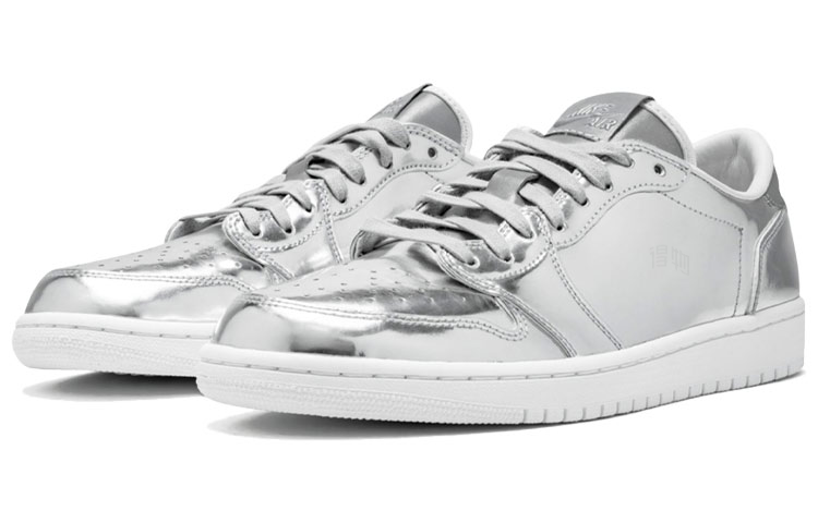 Мужские кроссовки Jordan Air Jordan 1 Retro Low Pinnacle (серебряные) — 金属银/白 — фото 3