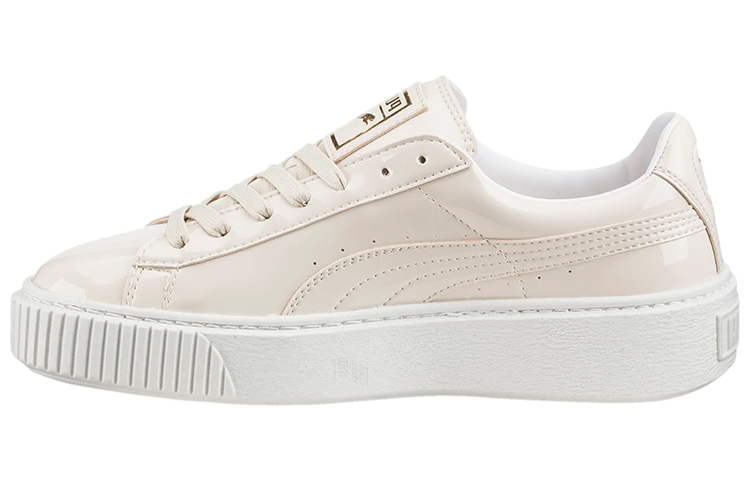 Женские кеды PUMA Basket Platform Patent Leather (бежево-розовые) — Бежевыйбелыйрозовый — фото 2