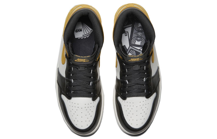 Мужские кроссовки Jordan Air Jordan 1 Retro High Yellow Ochre (желто-черные) — Чёрный / белый / жёлтый — фото 4