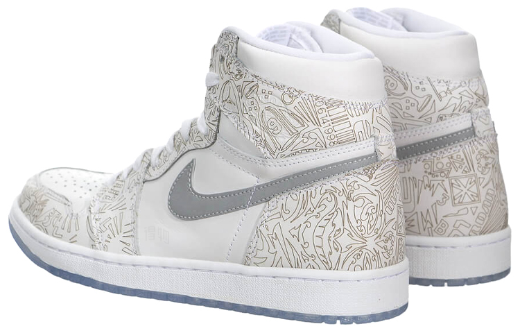 Мужские кроссовки Jordan Air Jordan 1 Retro 30th Anniversary Laser (белые) — 白/金属银 — фото 4
