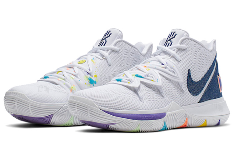 Мужские кроссовки Nike Kyrie 5 "Have A Nike Day" (бело-синие) — фото 3