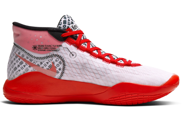 Мужские кроссовки Nike KD 12 YouTube (красно-белые) — фото 2