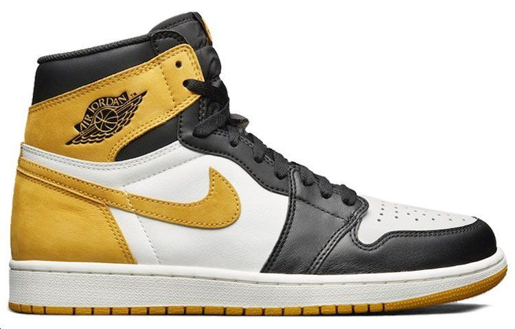 Мужские кроссовки Jordan Air Jordan 1 Retro High Yellow Ochre (желто-черные) — Чёрный / белый / жёлтый — фото 2