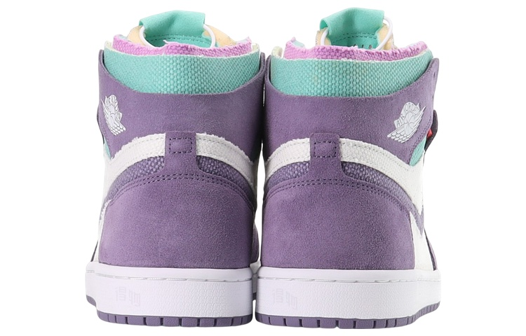 Мужские кроссовки Jordan Air Jordan 1 zoom air cmft tropical twist (бело-пурпурно-зеленые) — Фиолетовый / белый / зелёный — фото 5