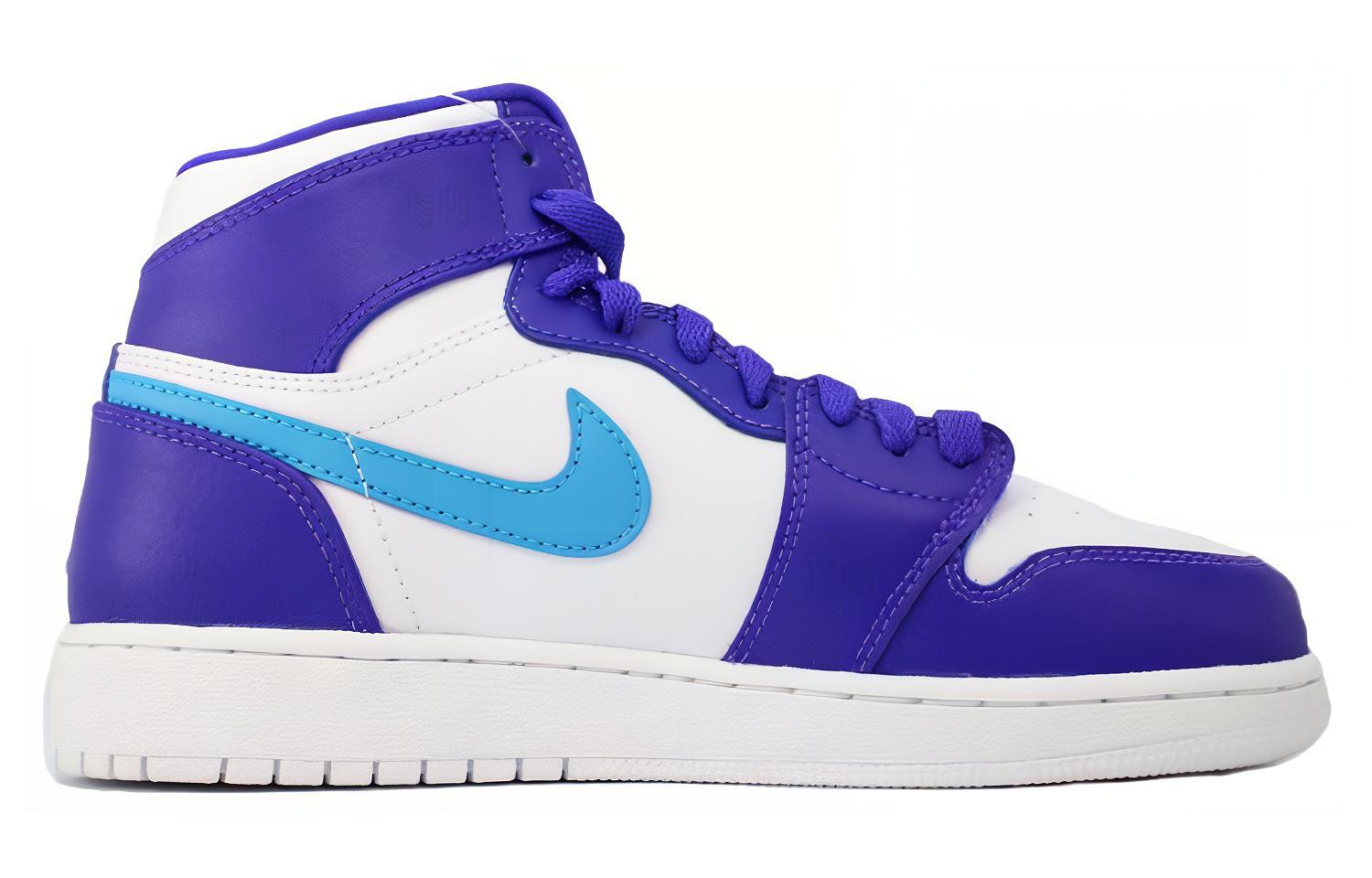 Женские кроссовки Jordan Air Jordan 1 Retro High (бело-голубые) — 紫/白/大学蓝 — фото 2