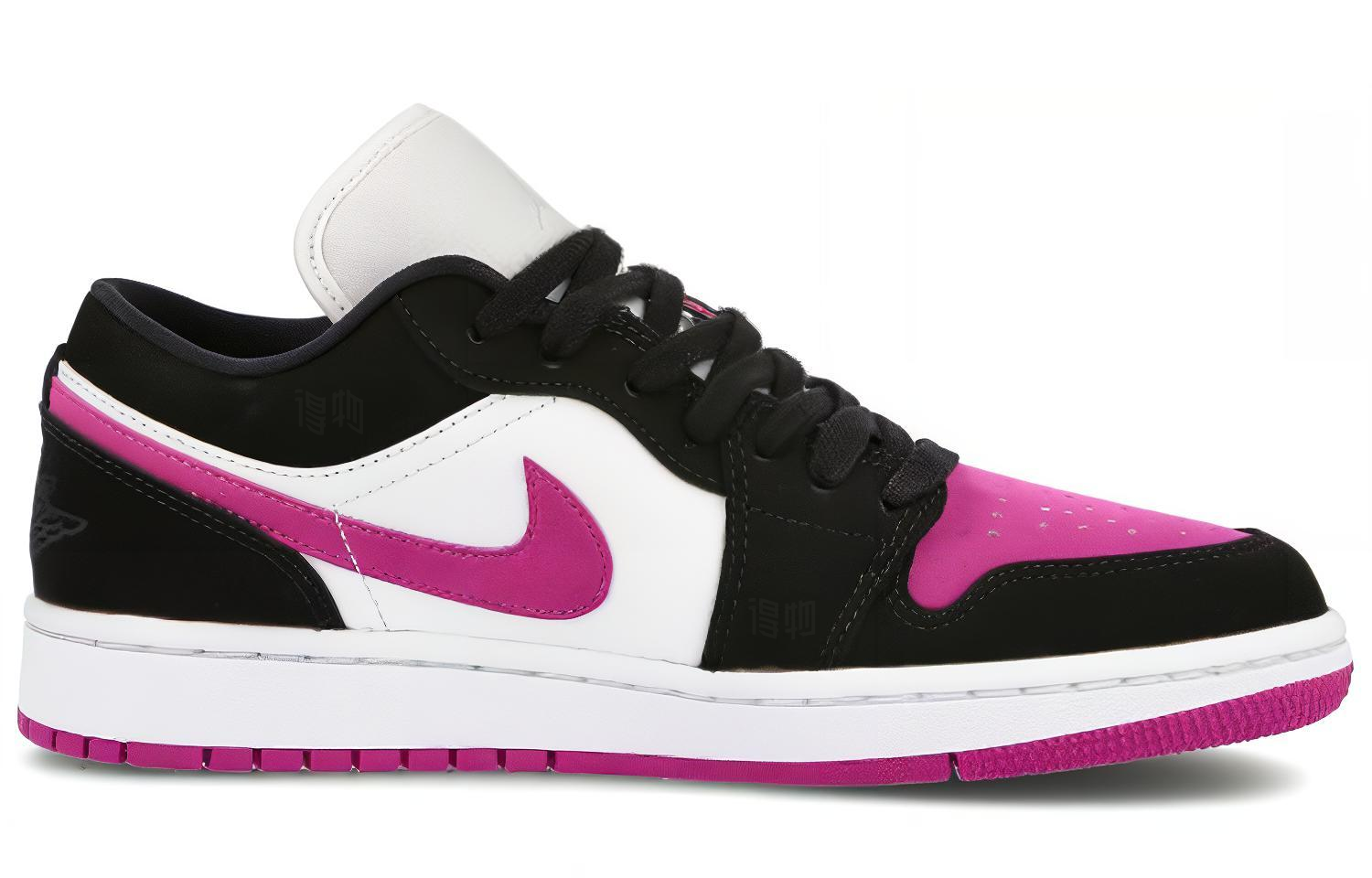 Женские кроссовки Jordan Air Jordan 1 low black cactus flower (черно-розовые) — Чёрныйрозовый — фото 2