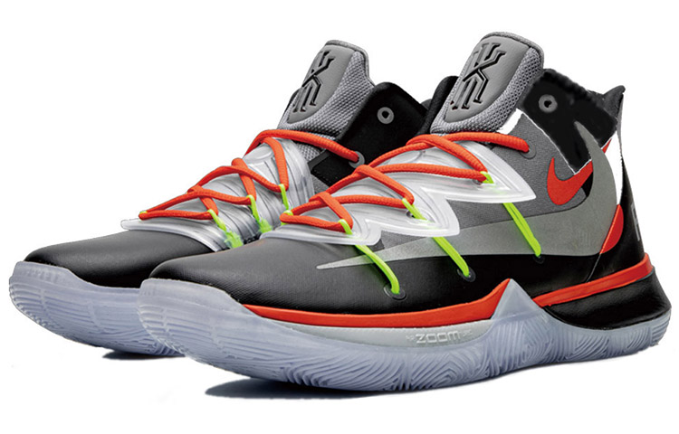 Мужские кроссовки Nike Kyrie 5 Rokit "Welcome Home" (черный / оранжевый / серый) — Чёрный / оранжевый / серый — фото 2