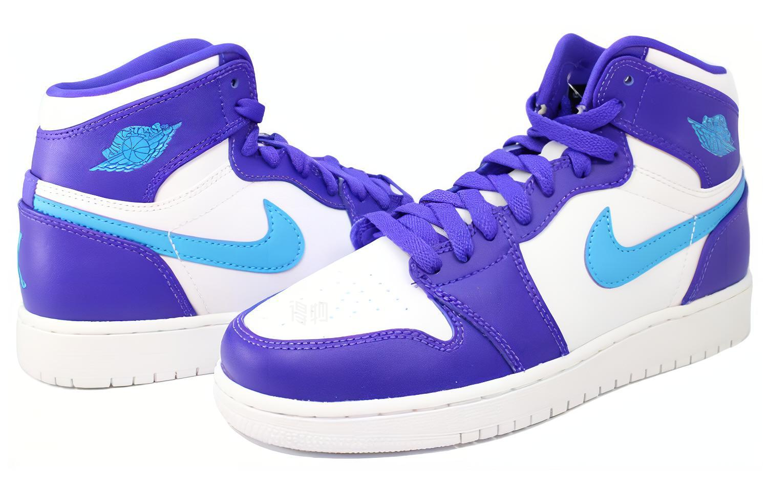 Женские кроссовки Jordan Air Jordan 1 Retro High (бело-голубые) — 紫/白/大学蓝 — фото 3