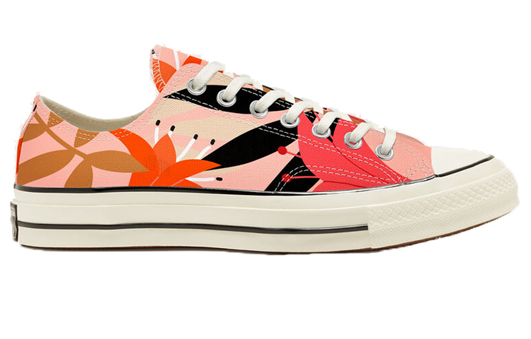 Женские кеды Converse 1970s Vintage Floral Chuck (розово-черные) — фото 2