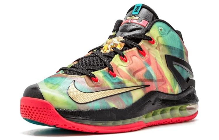 Мужские кроссовки Nike Lebron 11 Low SE Multi-Color (зелено-желто-черные) — фото 2