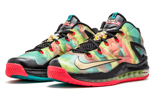 Мужские кроссовки Nike Lebron 11 Low SE Multi-Color (зелено-желто-черные) — фото 3