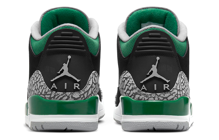 Мужские кроссовки Jordan Air Jordan 3 retro "pine green" (черно-зеленые) — Чёрный / зелёный — фото 5
