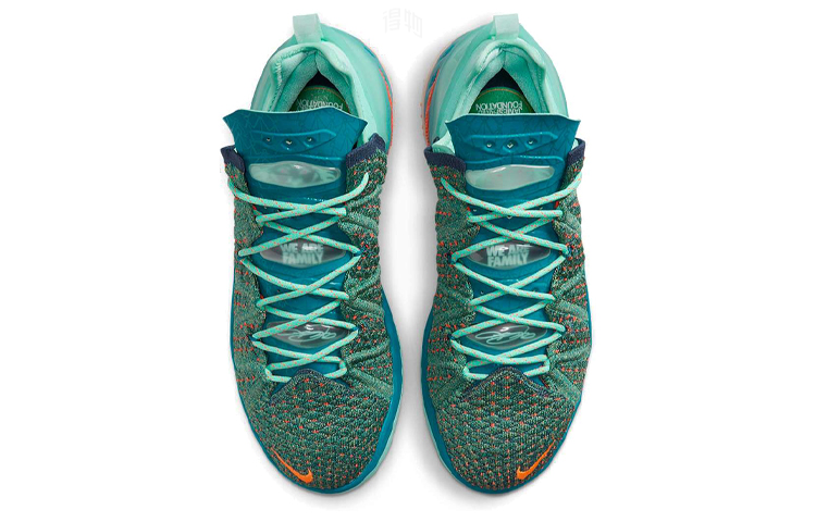 Мужские кроссовки Nike Lebron 18 "We Are Family" (бирюзовые) — 湖水绿/橙 — фото 4