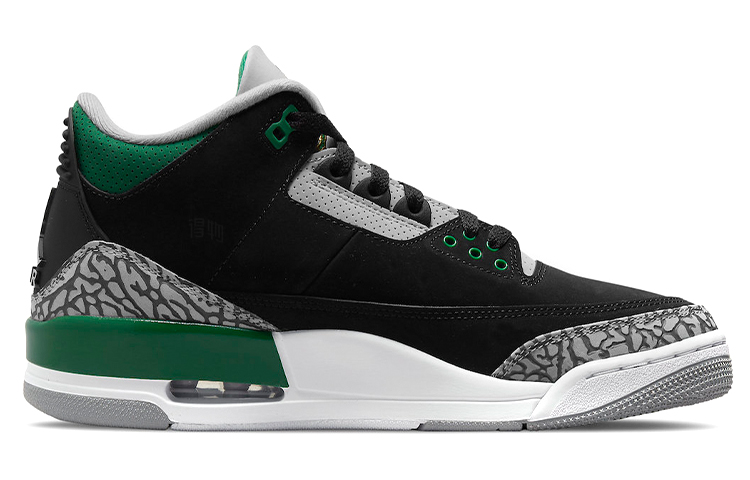 Мужские кроссовки Jordan Air Jordan 3 retro "pine green" (черно-зеленые) — Чёрный / зелёный — фото 2