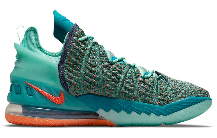 Мужские кроссовки Nike Lebron 18 "We Are Family" (бирюзовые) — 湖水绿/橙 — фото 2