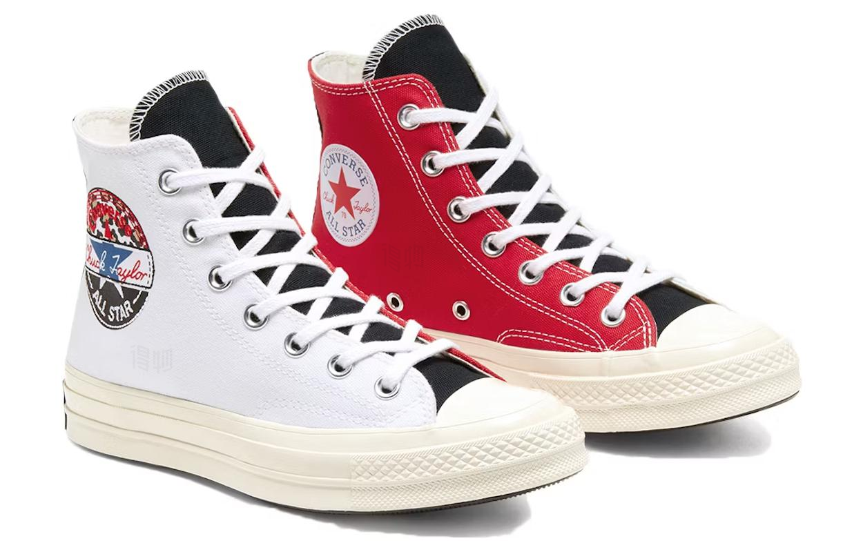 Кеды Converse Chuck 70 hi (белый, красный) — 白红拼接 — фото 3