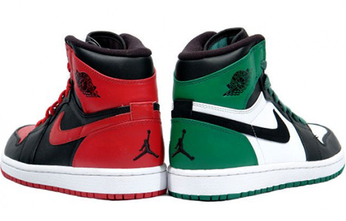Мужские кроссовки Jordan Air Jordan 1 Retro Defining Moments Pack (зелено-красный) — фото 3