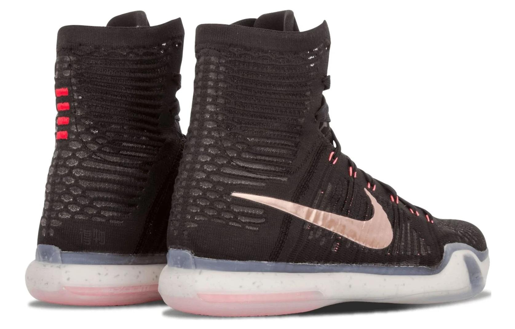 Мужские кроссовки Nike Kobe 10 Elite High Rose Gold Pack (черно-золотые) — 黑/白/岩浆红/金属红铜 — фото 3