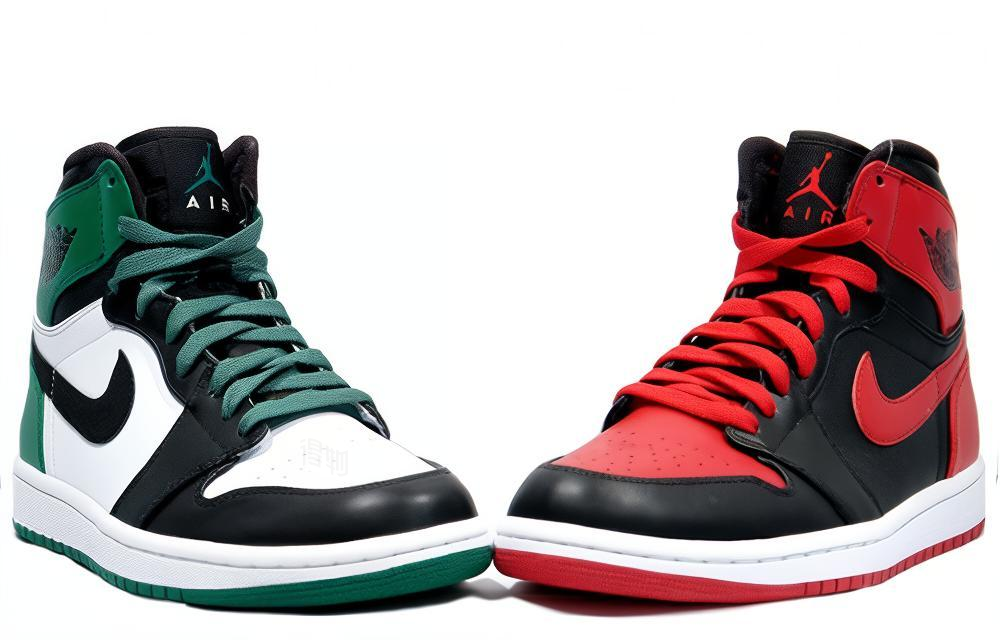 Мужские кроссовки Jordan Air Jordan 1 Retro Defining Moments Pack (зелено-красный) — фото 4