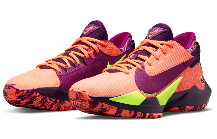 Мужские кроссовки Nike Freak 2 (оранжевый / фиолетовый) — фото 3